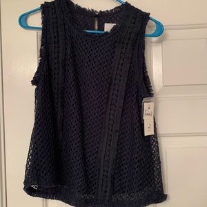 navy lace joa top